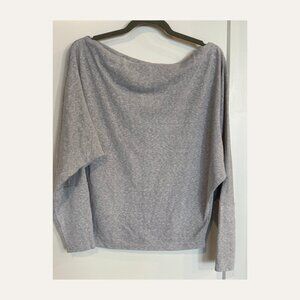 We The Free Grey Off Shoulder Top Size M Wide Boat Neck Long Sleeve